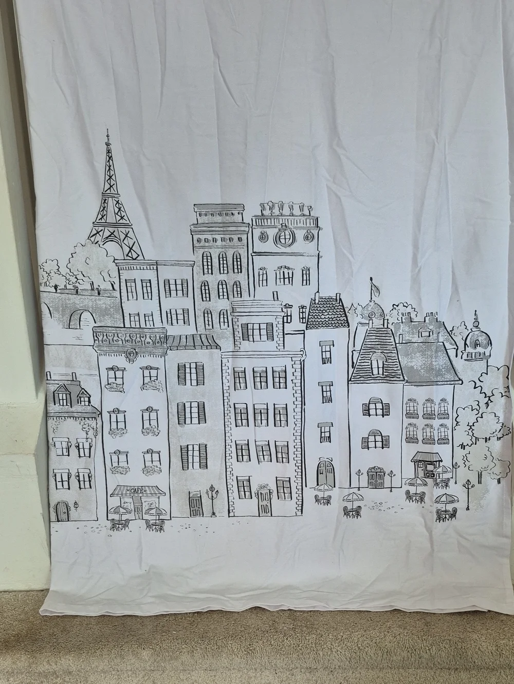 Eifell Tower Paris Cityscape Linen Shower Curtain